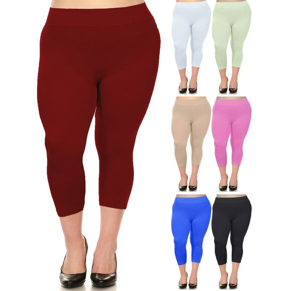 1-Pack Women's Soft High Waisted Smooth Stretch Yoga Capri Leggings (Plus Size) - Picture 1 of 16